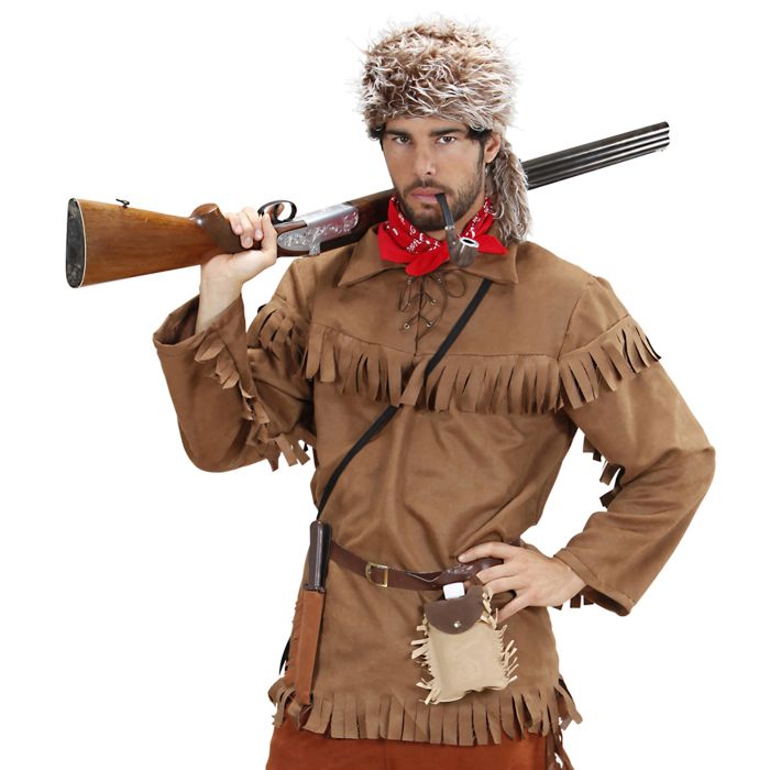 Trapper Costume with Fringed Jacket and Fur Hat