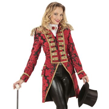 Red Jacquard Parade Coat for Women