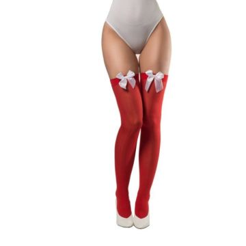 Red and white bow socks one-size for women