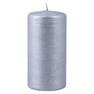 Block Candle Silver 1x - 6x12 cm