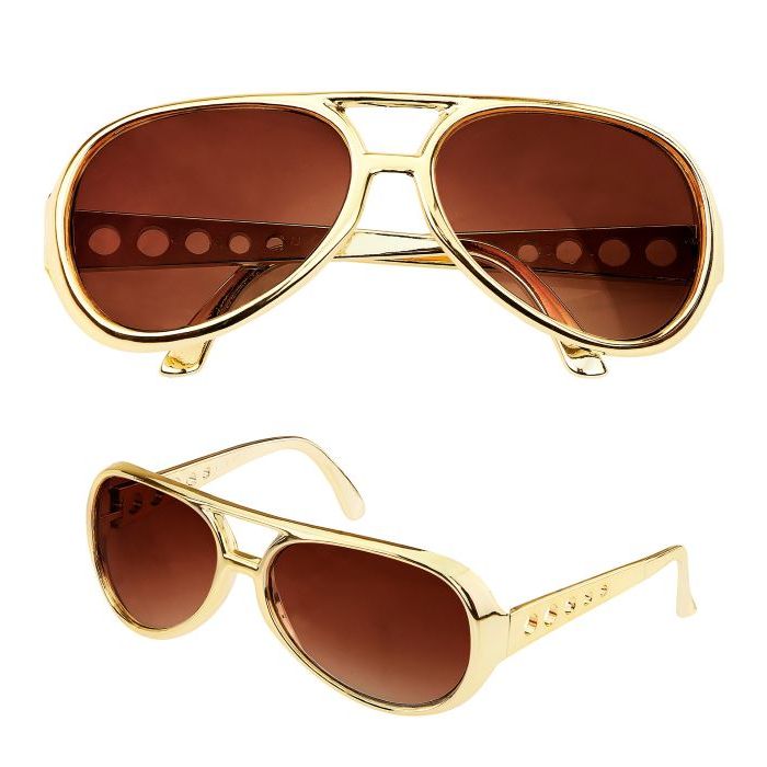 Gold-coloured rock'n'roll Elvis sunglasses