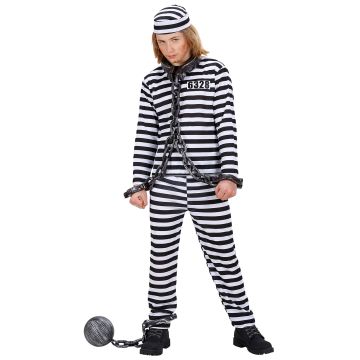 Black and white striped prison costume for boys