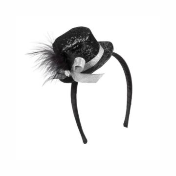 Mini Glitter Round Top Hat - Black