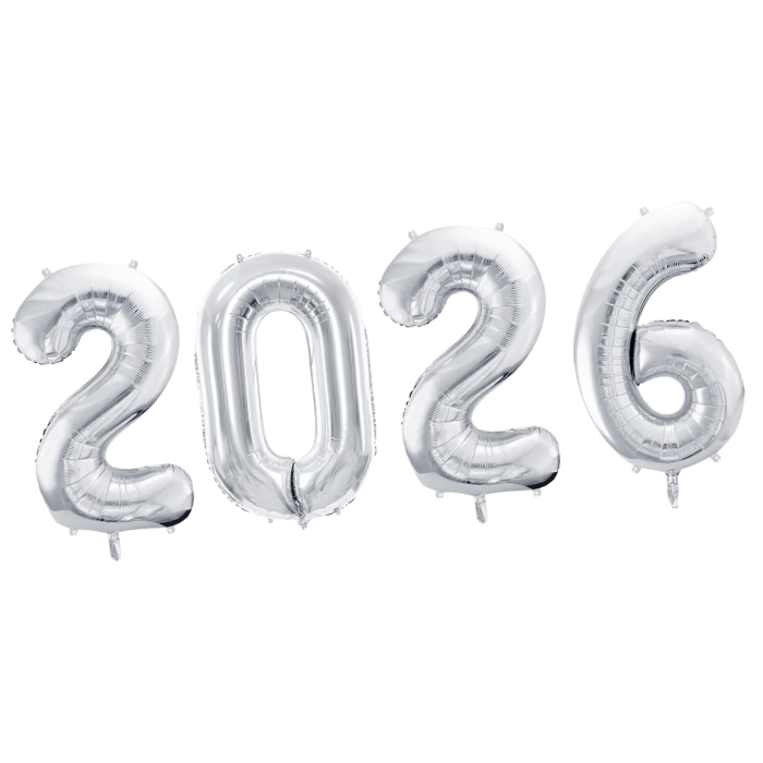 2026 foil balloon silver - 86 cm