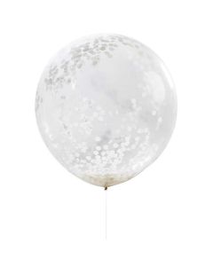 Ballon med Hvid Konfetti - 90 cm