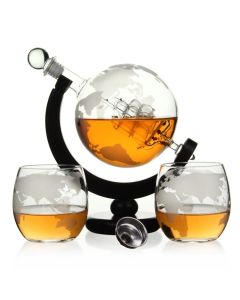 Whisky Decanter Globe With Glasses