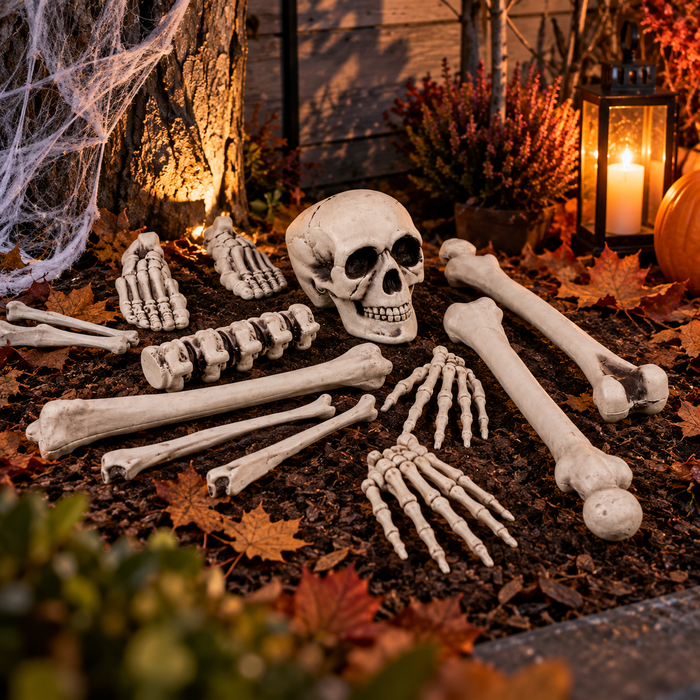 Halloween skull and bones skeleton 12 pieces - 40 cm