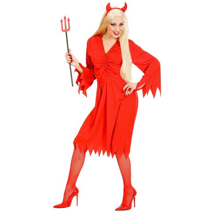 Devil dress costume with belt and horns for women