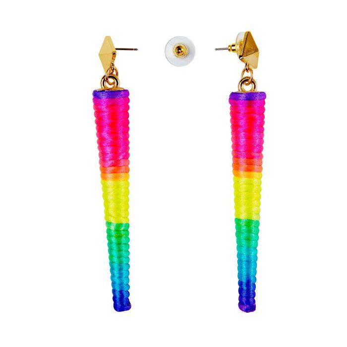 80's Cone Earrings in Neon Rainbow Colors