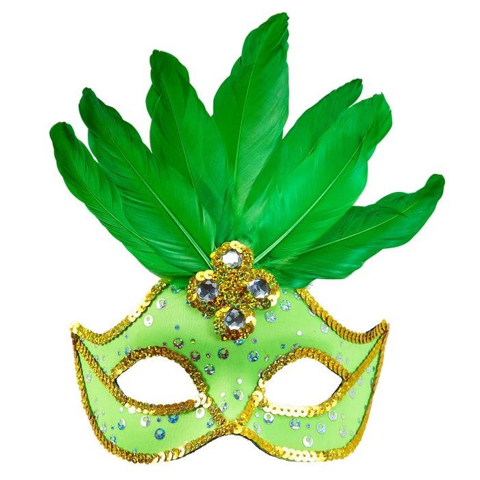 Green Brazilian Mask with feathers