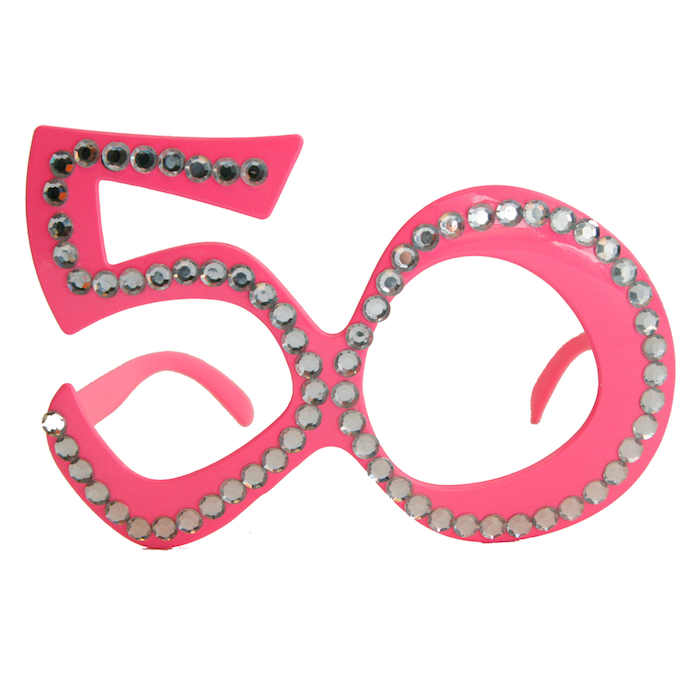 50 års briller pink med diamanter - onesize