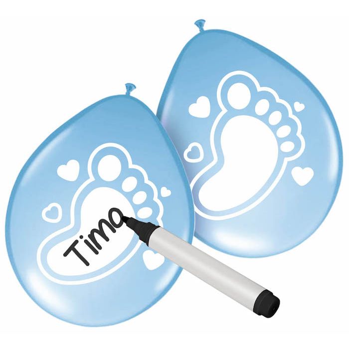 Light Blue balloons with baby feet 6x - 25 cm