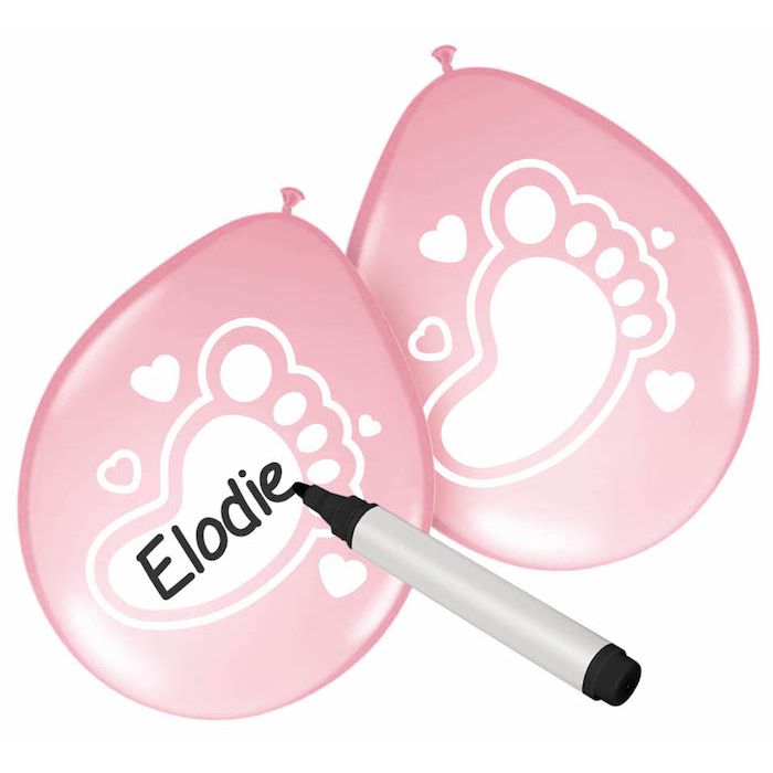 Pink balloons with baby feet 6x - 25 cm