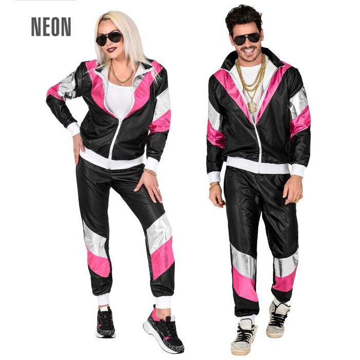 Black Leather Look Retro Tracksuit - 2 pieces