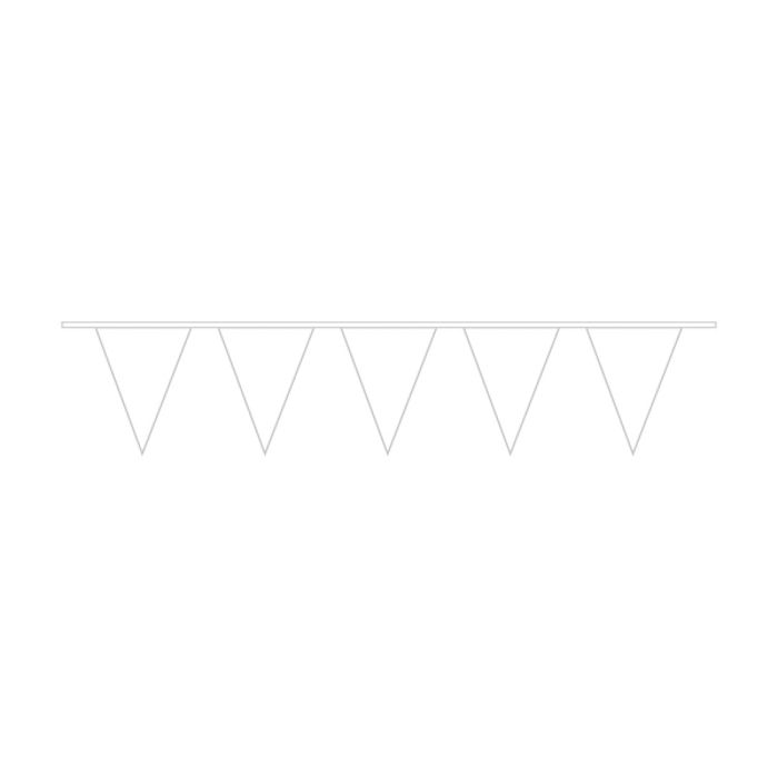 Hvid Plastik Flagguirlande - 10 meter