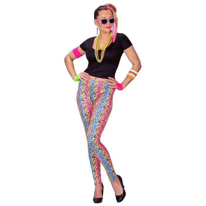 80s rainbow coloured leopard leggings