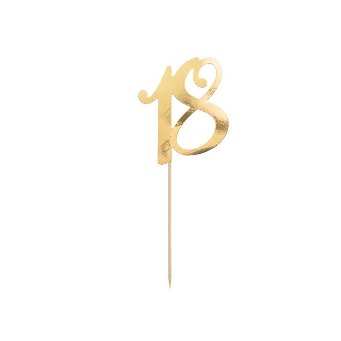 18th birthday cake decoration gold - 20.5 cm