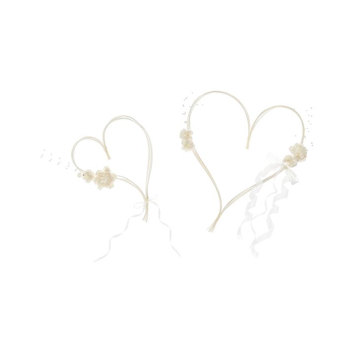 Cremehvide Bryllups Hjerter Til Bil - 19-30 cm