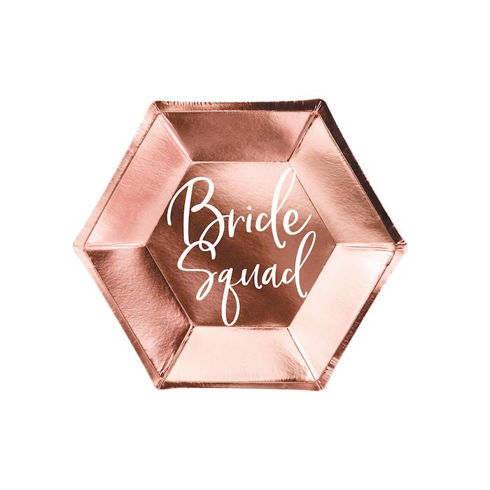 Rose Gold Bride Squad Paper Plate 6x - 23 cm