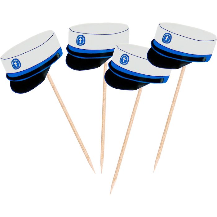 Blue Graduation Cap Food Picks 30x - 7.5 cm