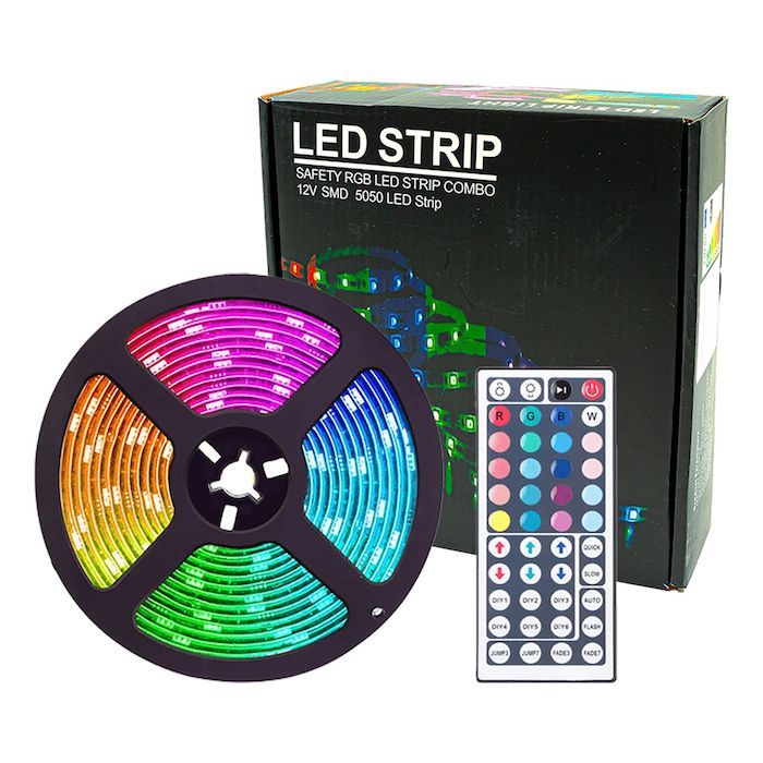 Farveskiftende LED strip 5 meter Inkl. Fjernbetjening