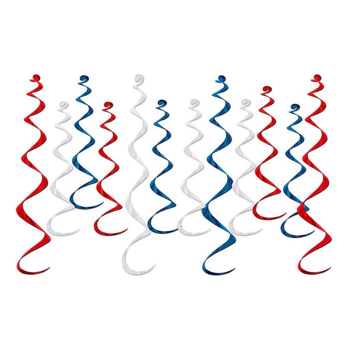 Red, Blue and White Swirls 12x