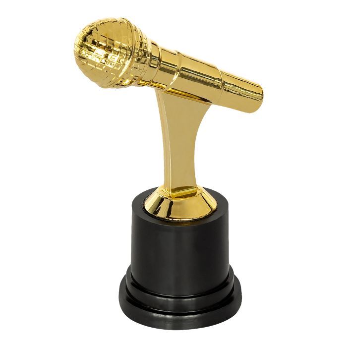 Gold Coloured Microphone Trophy - 12 cm