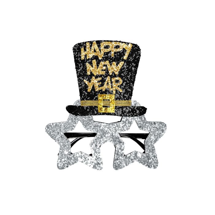 Silver happy new year glasses