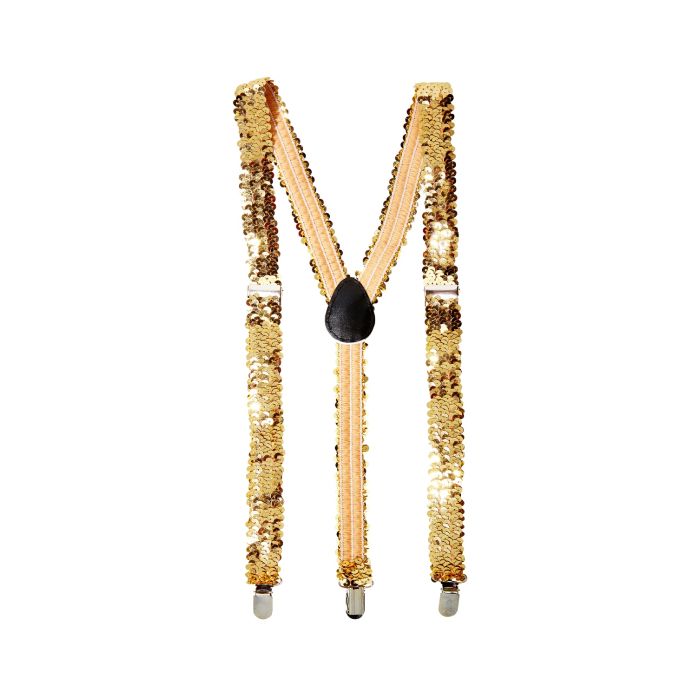 Sequin suspenders gold for adults