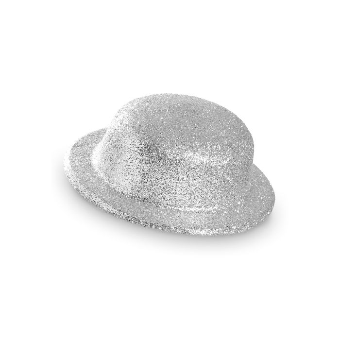 Silver glitter bowler hat