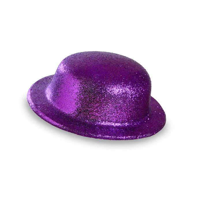 Purple glitter bowler hat