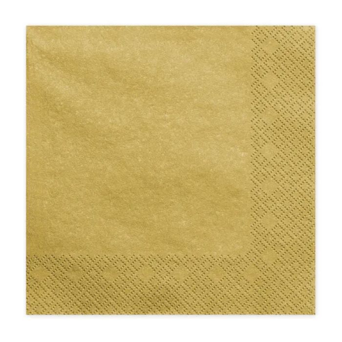 Servietter 3-lags guld 20x - 33x33 cm