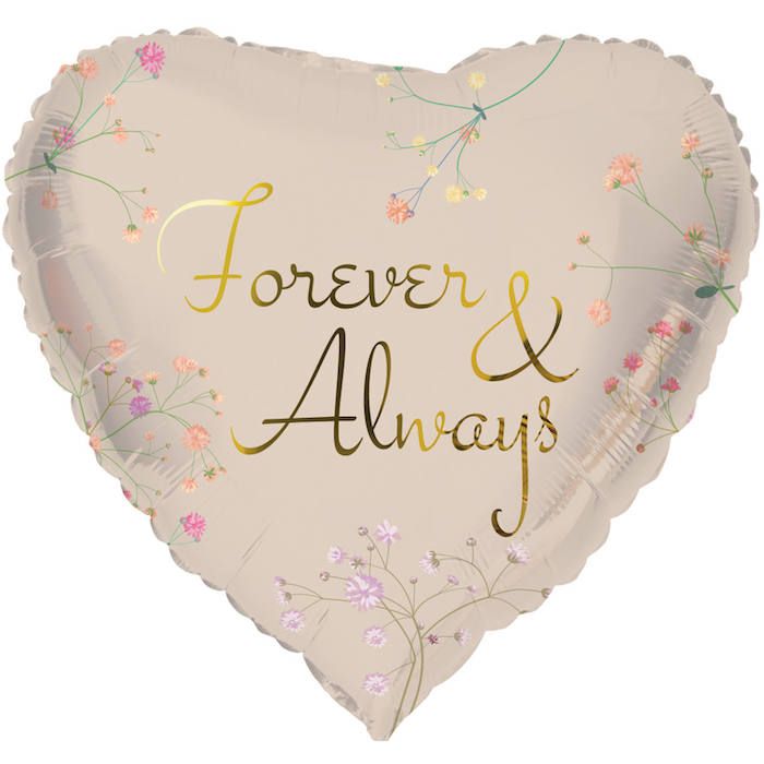 "Forever & Always" Heart Shaped Foil Balloon - 45 cm