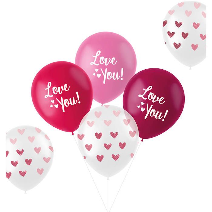 Love You Balloon mix Pink 6x - 33 cm