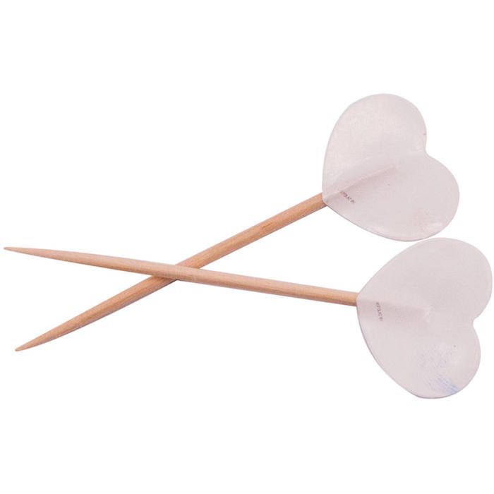 Heart Wooden Sticks White 50x - 6.5 cm