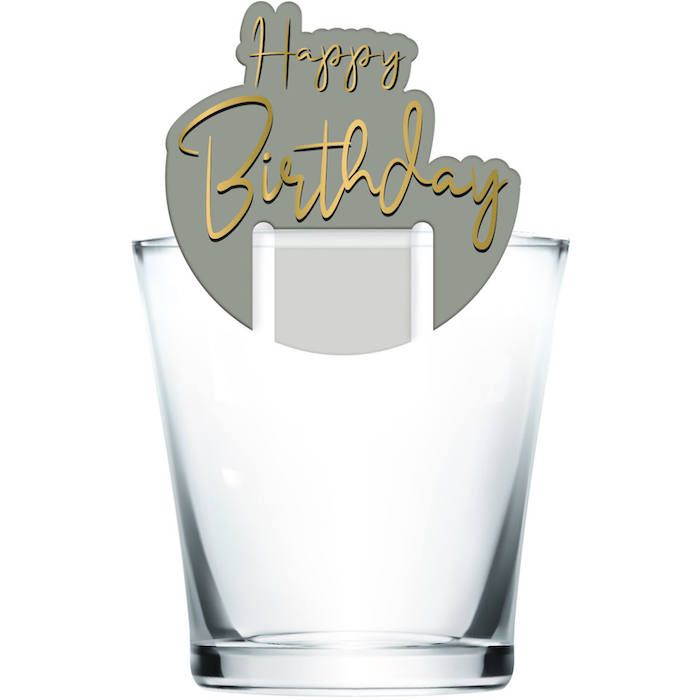 "Happy Birthday" Drink Markers Golden Dawn 6x