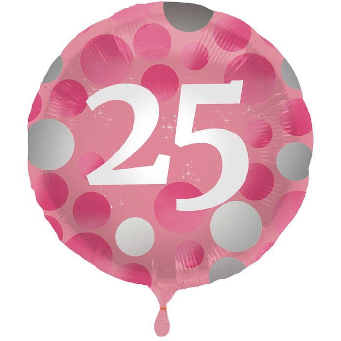 25th Birthday Foil Balloon Pink - 45 cm