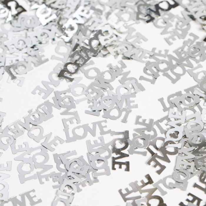 Silver coloured love letter table confetti - 14 g