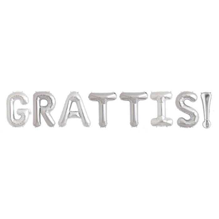 "GRATTIS!" Silver Foil Balloons - 40 cm