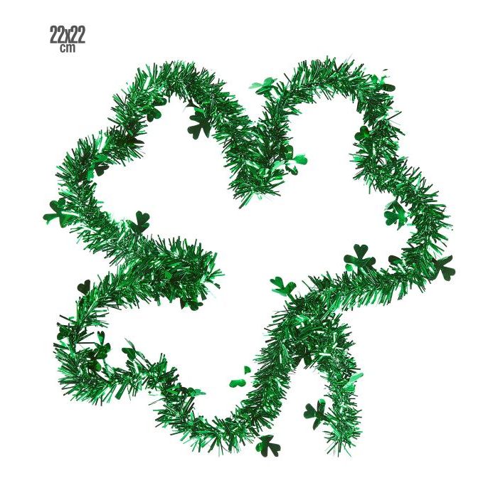 Grøn St. Patricks Day kløver formet falsk gran dekoration - 22x22 cm