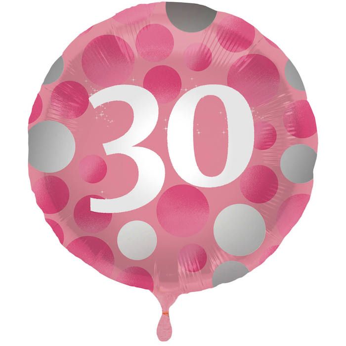 30th Birthday Foil Balloon Pink - 45 cm