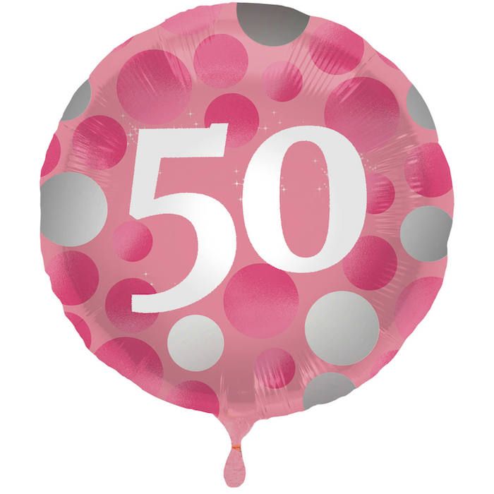 50th Birthday Foil Balloon Pink - 45 cm