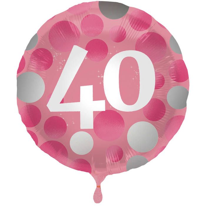 40th Birthday Foil Balloon Pink - 45 cm