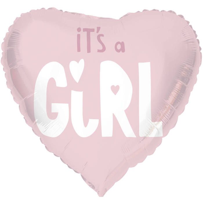 "It's A Girl" Heart-Shaped Foil Balloon Pink - 45 cm