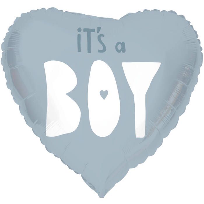 "It's A Boy" Heart-Shaped Foil Balloon Blue - 45 cm