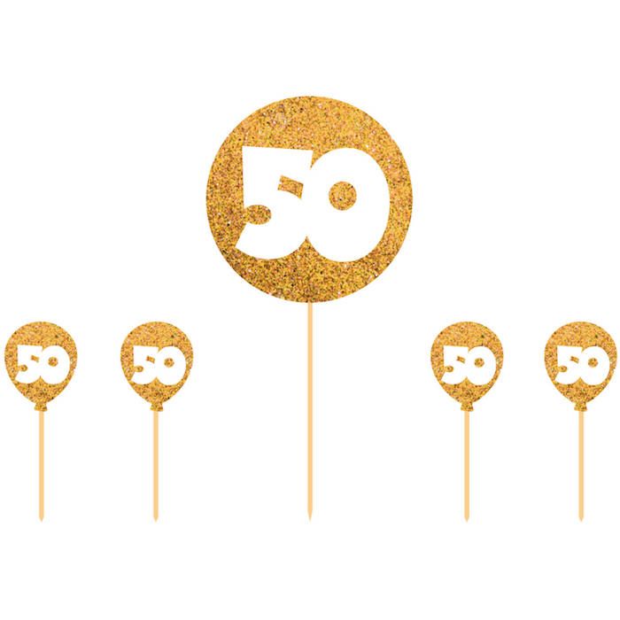 50 Years Cake Decoration Gold 5x