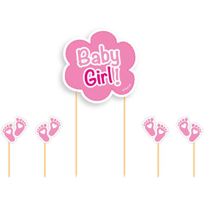 "Baby Girl" Cake Decoration Pink 5x