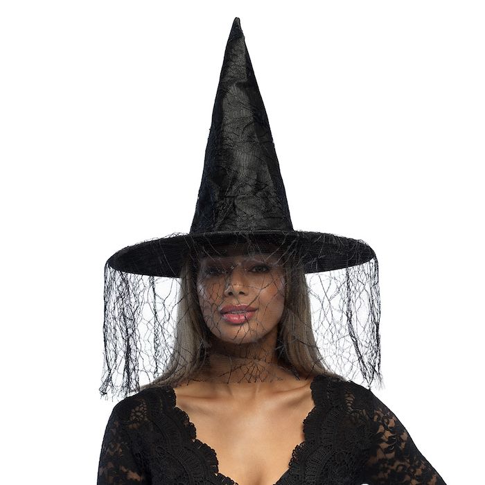 Black Witch Hat with Veil