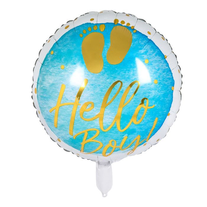 Blue and white foil balloon with writing for boy - Ø 45 cm