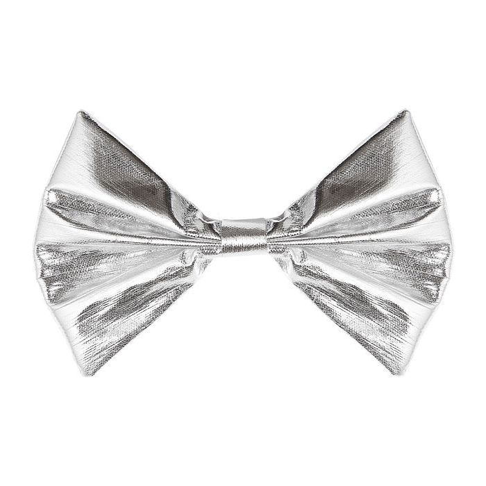 Metallic silver bow tie